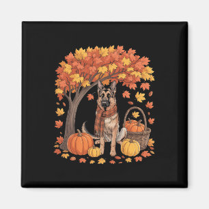 German Shepherd Dog Fall Scarf Pumpkin Autumn Than Magnet