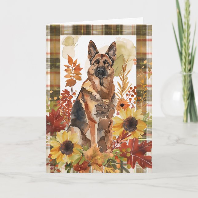 German Shepherd Dog Fall Thanksgiving Card (Front)