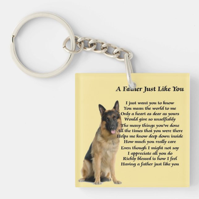 German Shepherd Dog Father Poem Keyring (Front)