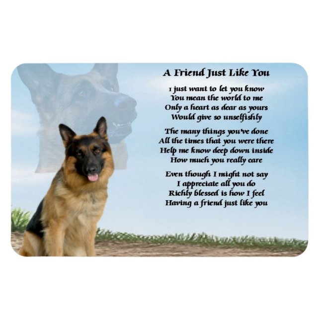 German Shepherd Dog Friend Poem Magnet (Horizontal)
