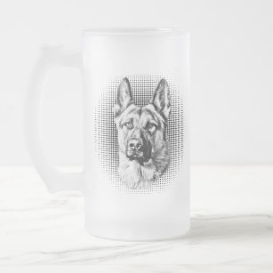 German Shepherd dog Frosted Glass Beer Mug