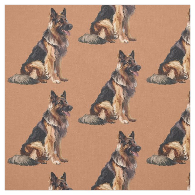 German Shepherd Dog Fun Animal Art Fabric (Swatch)
