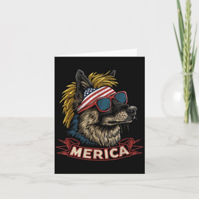 German Shepherd Dog - Funny 4th of July American Card (Front)
