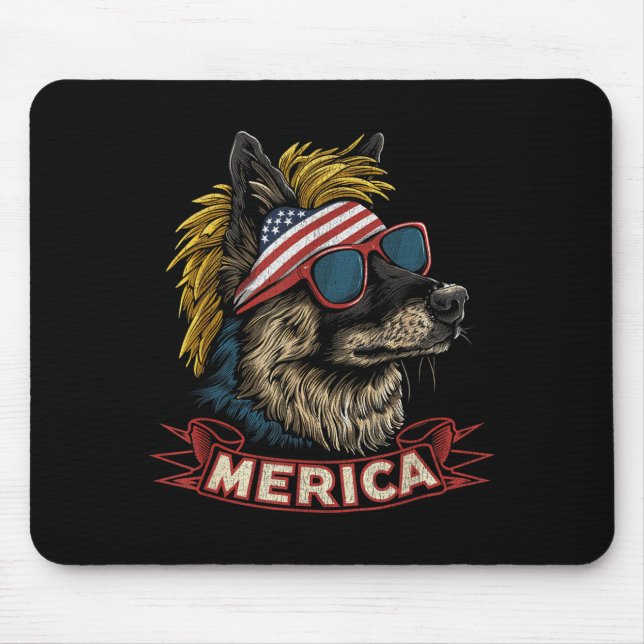 German Shepherd Dog - Funny 4th of July American Mouse Pad (Front)