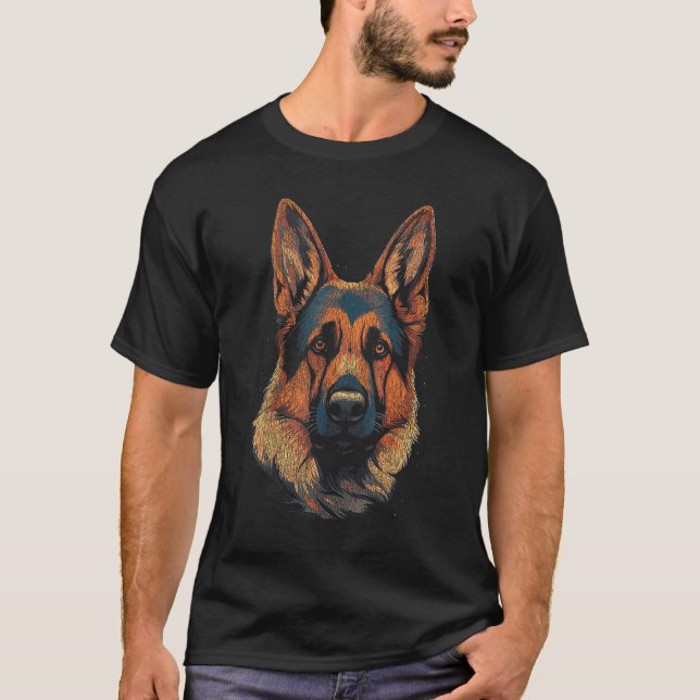 German Shepherd Dog Funny Vintage Style T-Shirt (Front)