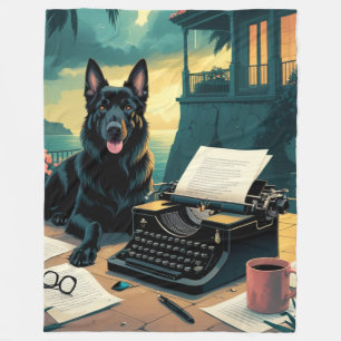 German Shepherd Dog gentleman vintage Fleece Blanket