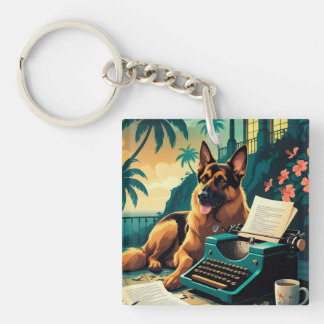 German Shepherd Dog gentleman vintage Key Ring