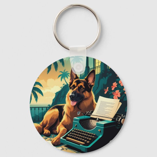 German Shepherd Dog gentleman vintage  Key Ring (Front)