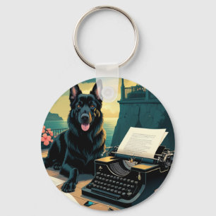 German Shepherd Dog gentleman vintage Key Ring