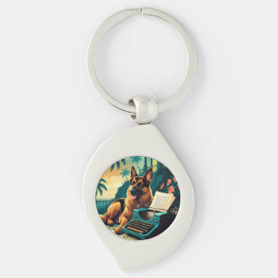 German Shepherd Dog gentleman vintage  Key Ring