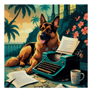 German Shepherd Dog gentleman vintage  Poster