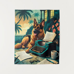 German Shepherd Dog gentleman vintage Tapestry