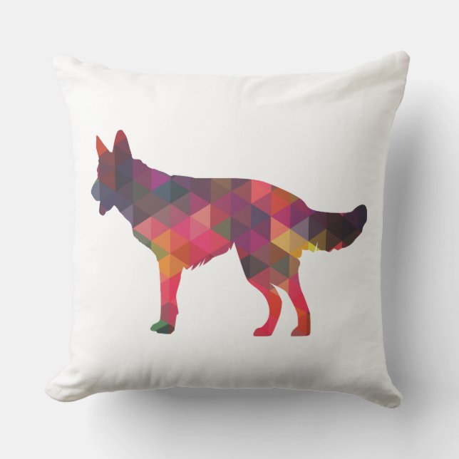 German Shepherd Dog Geometric Pattern Silhouette M Cushion (Front)