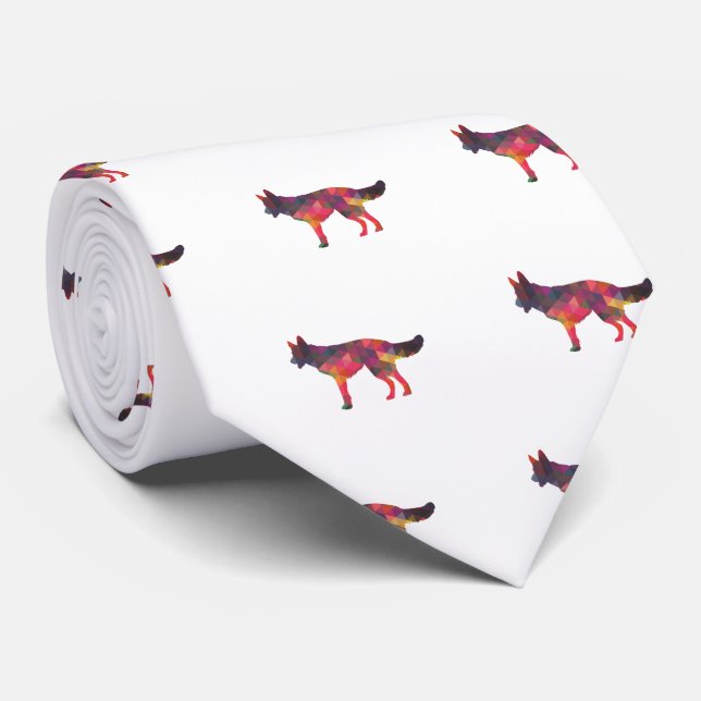 German Shepherd Dog Geometric Pattern Silhouette M Tie (Rolled)