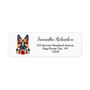 German Shepherd Dog Geometric Return Address