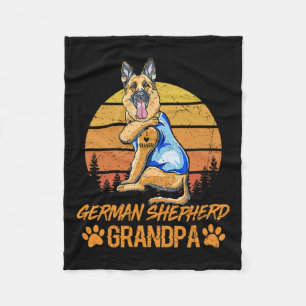 German Shepherd Dog Grandpa Paw Dad Fathers Day Fleece Blanket