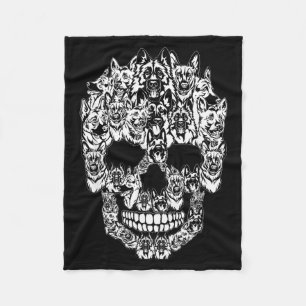 German Shepherd Dog Graphic Halloween Skull Fleece Blanket