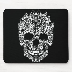 German Shepherd Dog Graphic Halloween Skull Mouse Pad