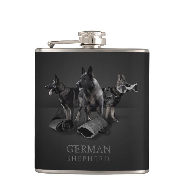 German Shepherd Dog  - GSD Hip Flask (Front)