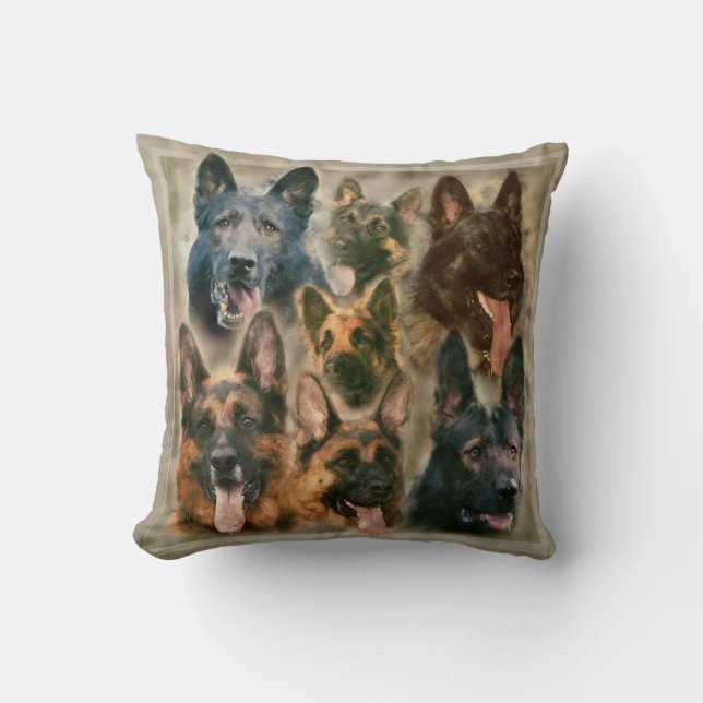 German Shepherd dog - GSD Painting collage Cushion (Front)