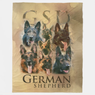 German Shepherd dog - GSD Painting collage Fleece Blanket