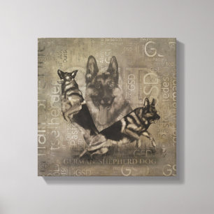 German Shepherd Dog - GSD Word Art Canvas Print