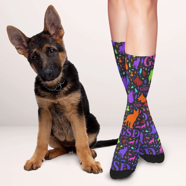 German Shepherd Dog - GSD word art pattern Socks (Creator Uploaded)