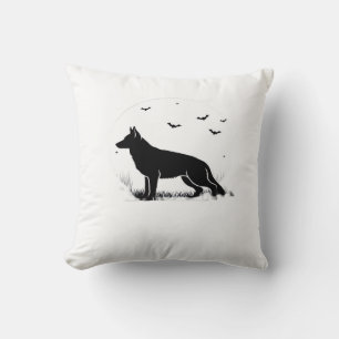 German Shepherd Dog � Halloween Moon Silhouette Cl Cushion