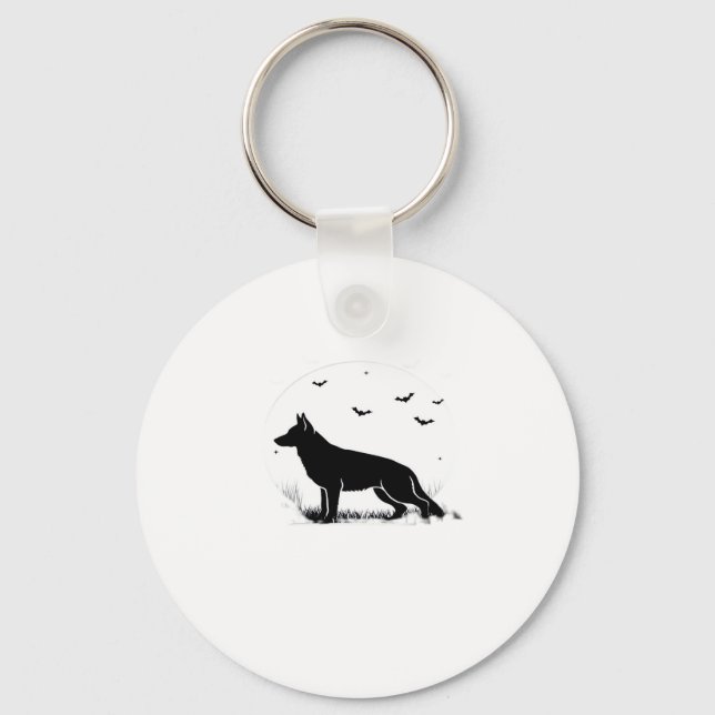 German Shepherd Dog � Halloween Moon Silhouette Cl Key Ring (Front)