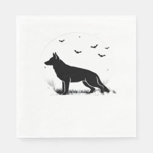 German Shepherd Dog – Halloween Moon Silhouette Cl Napkin