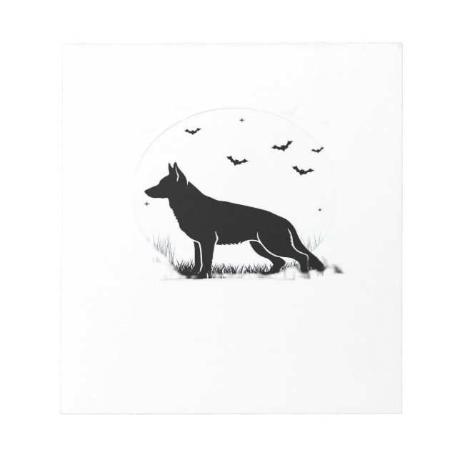 German Shepherd Dog � Halloween Moon Silhouette Cl Notepad (Front)