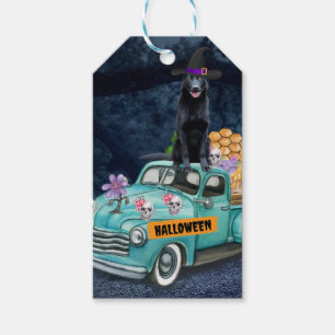 German Shepherd Dog Halloween Truck Scary Night Gift Tags