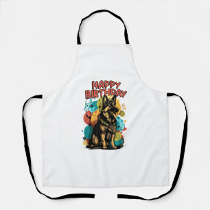 German Shepherd Dog Happy Birthday Party Shep Clot Apron