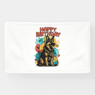 German Shepherd Dog Happy Birthday Party Shep Clot Banner