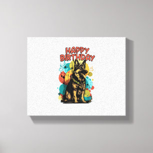 German Shepherd Dog Happy Birthday Party Shep Clot Canvas Print