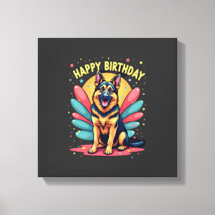 German Shepherd Dog Happy Birthday Party Shep Clot Canvas Print