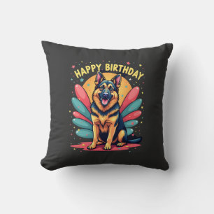 German Shepherd Dog Happy Birthday Party Shep Clot Cushion