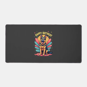 German Shepherd Dog Happy Birthday Party Shep Clot Desk Mat