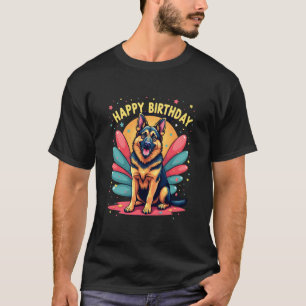 German Shepherd Dog Happy Birthday Party Shep Clot T-Shirt