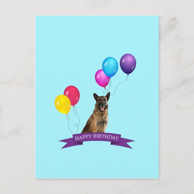 German Shepherd Dog Happy Birthday Postcard (Front)