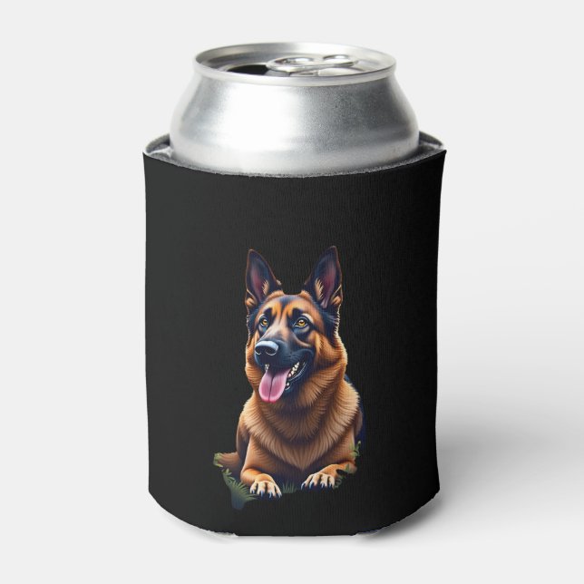 German Shepherd Dog Head Portrait Dog Lover Pet Ow Can Cooler (Can Front)