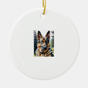 German Shepherd Dog Head Portrait Dog Lover Pet Ow Ceramic Tree Decoration