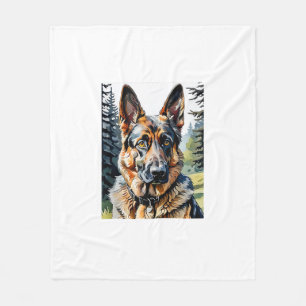 German Shepherd Dog Head Portrait Dog Lover Pet Ow Fleece Blanket