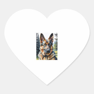 German Shepherd Dog Head Portrait Dog Lover Pet Ow Heart Sticker