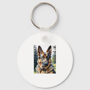 German Shepherd Dog Head Portrait Dog Lover Pet Ow Key Ring