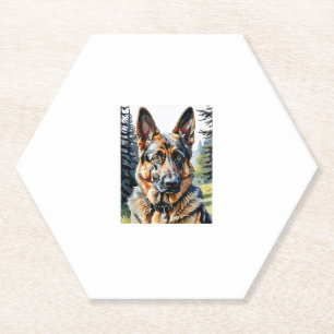 German Shepherd Dog Head Portrait Dog Lover Pet Ow Paper Coaster