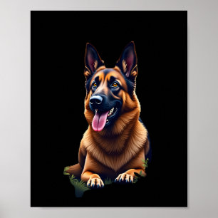 German Shepherd Dog Head Portrait Dog Lover Pet Ow Poster
