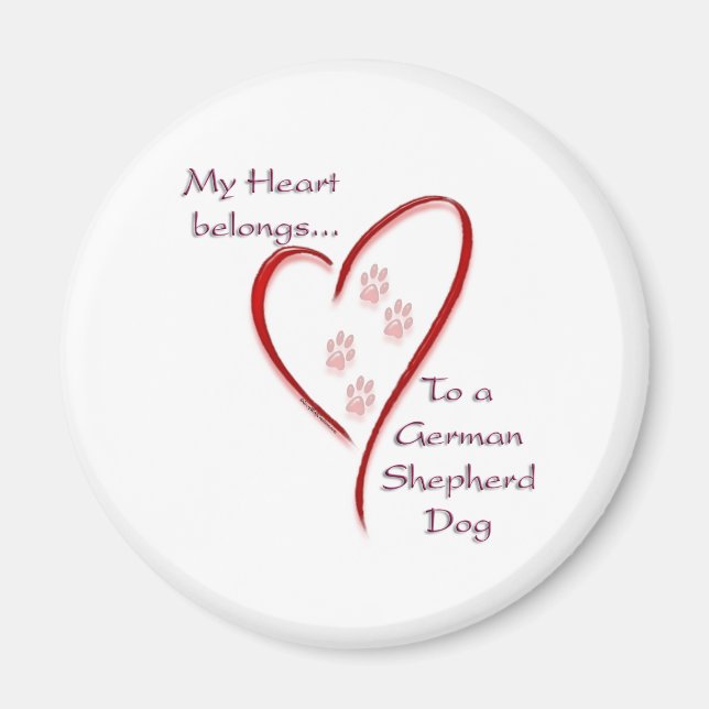 German Shepherd Dog Heart Belongs Magnet (Front)