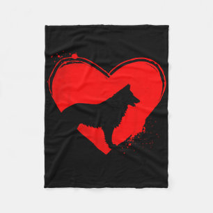 German Shepherd Dog Heart Shape Valentine Dog Love Fleece Blanket