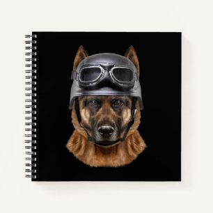 German Shepherd Dog Helmet Gift For Biker In Motor Notebook